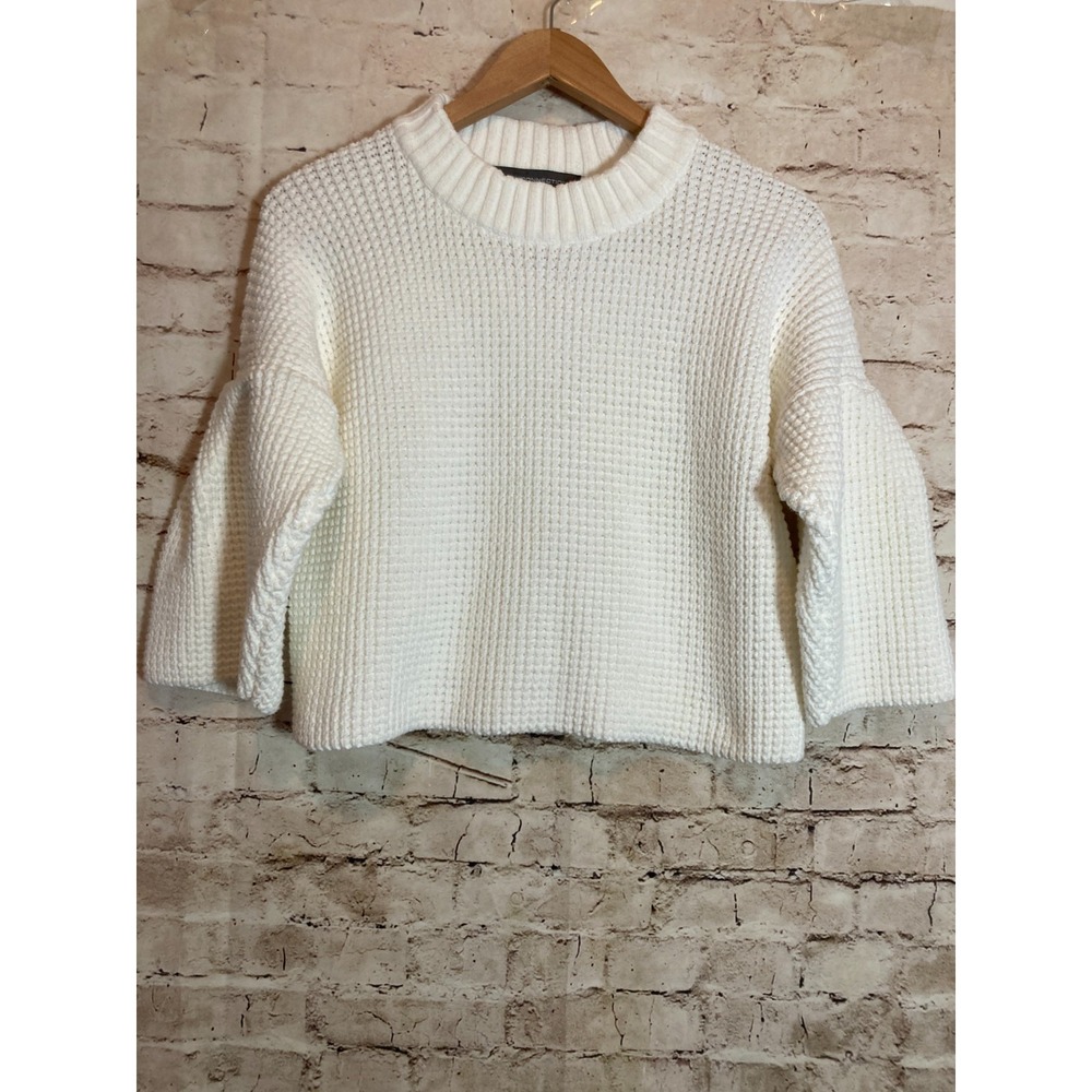 French Connection Boxy Sweater Womens XS Cream Oversized Bell Sleeve Soft Girl